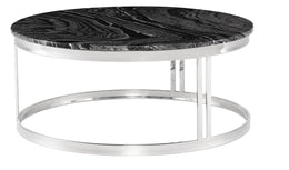 Nicola Coffee Table - Black Wood Vein with Polished Stainless Base