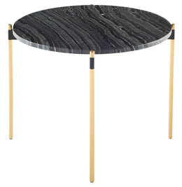 Pixie Side Table - Black Wood Vein with Brushed Gold Legs