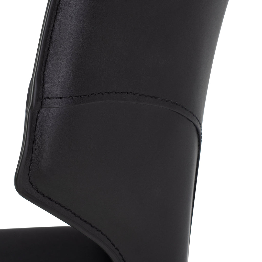 Wayne Dining Chair - Black with Black Leather Legs