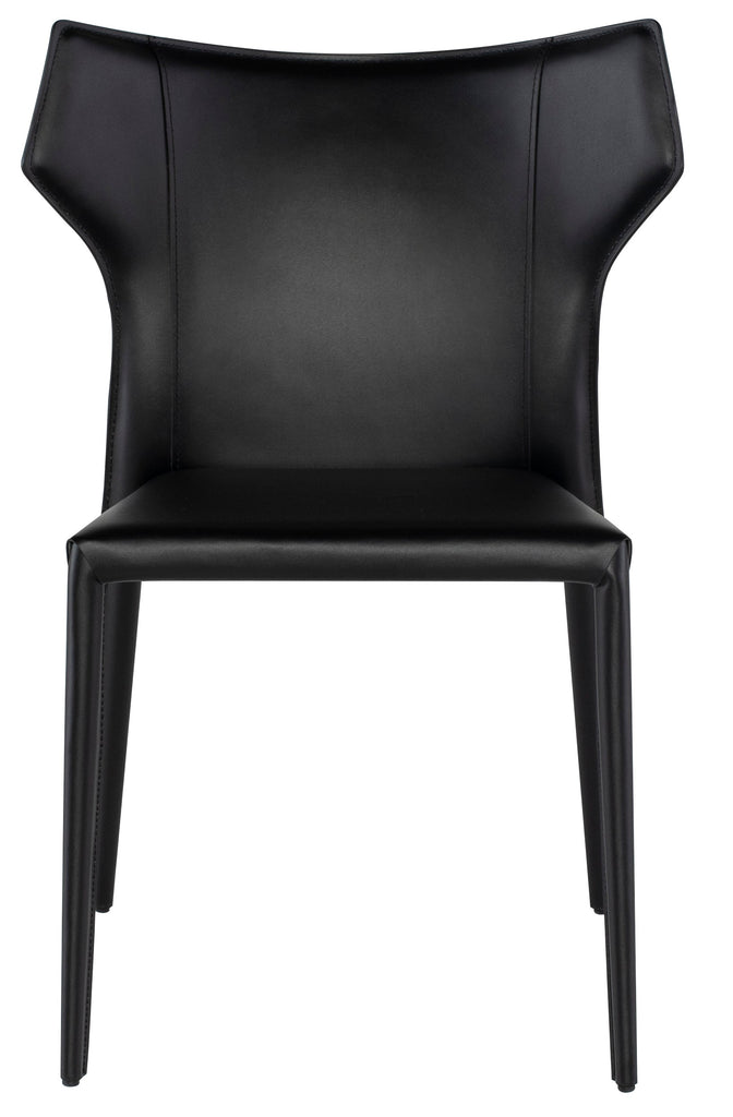 Wayne Dining Chair - Black with Black Leather Legs