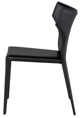 Wayne Dining Chair - Black with Black Leather Legs