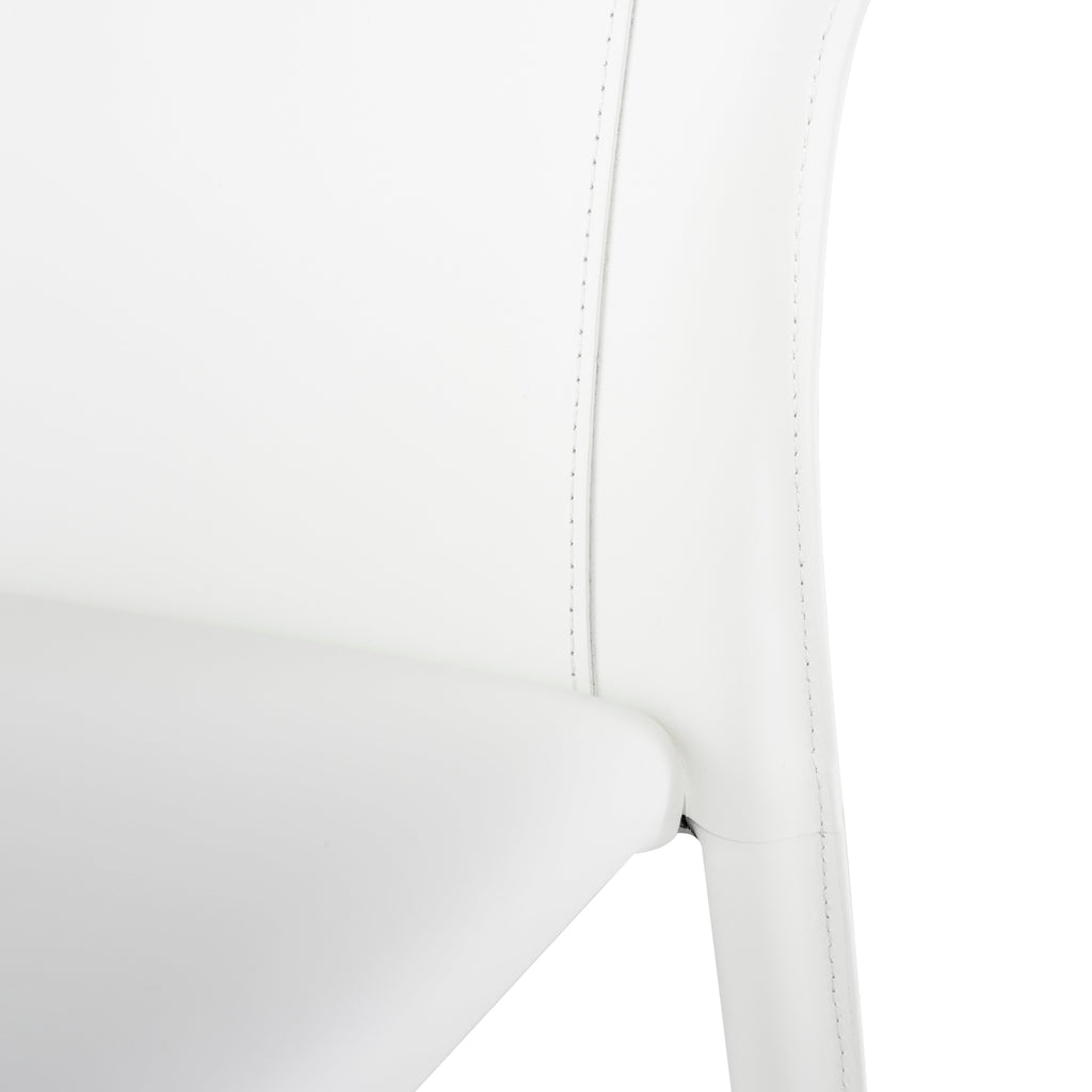 Wayne Dining Chair - White with White Leather Legs