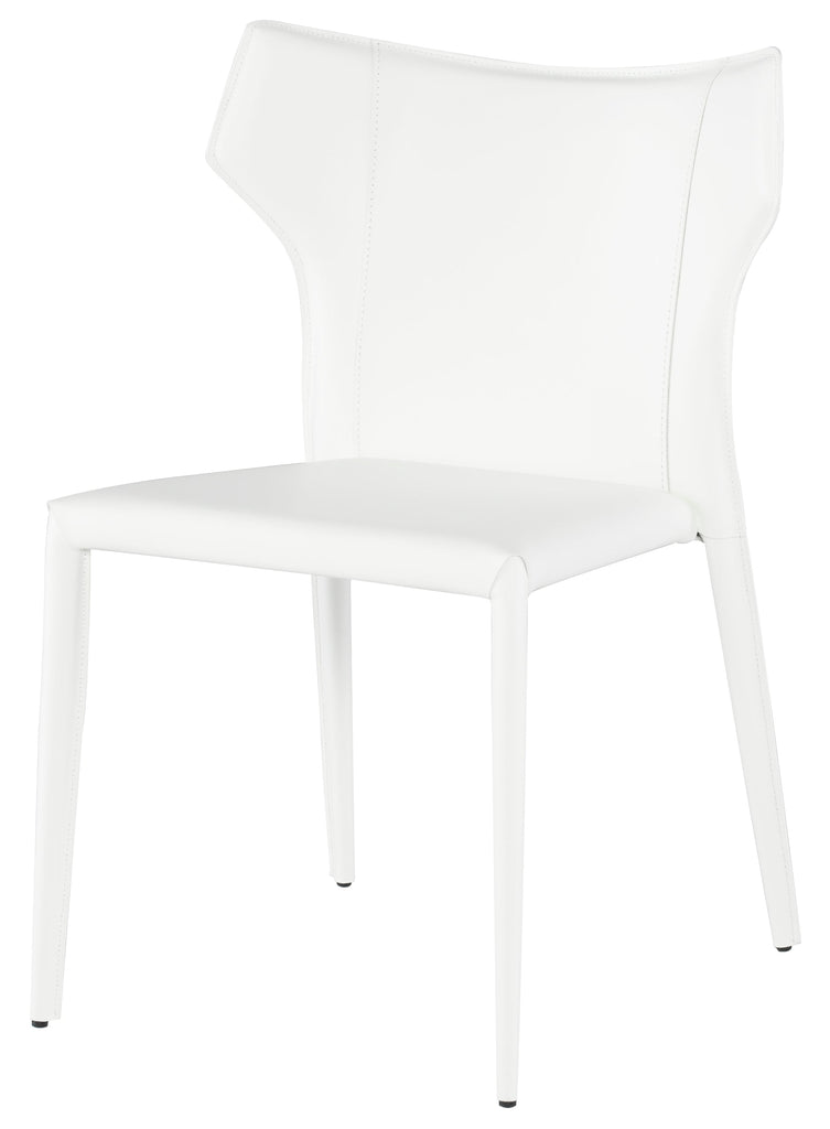 Wayne Dining Chair - White with White Leather Legs