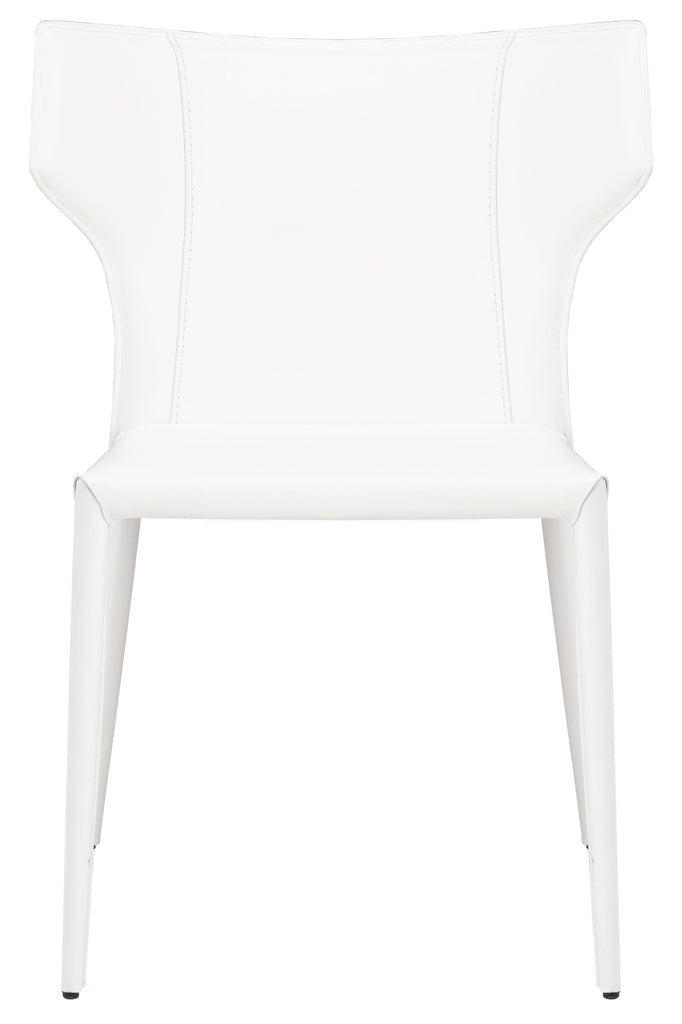 Wayne Dining Chair - White with White Leather Legs