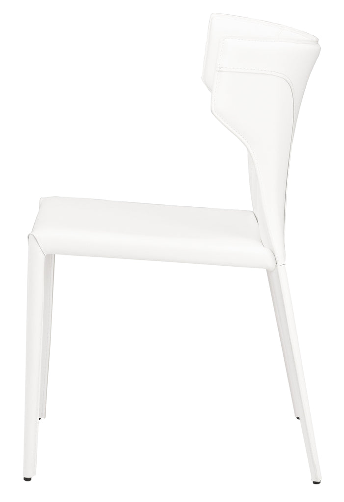 Wayne Dining Chair - White with White Leather Legs