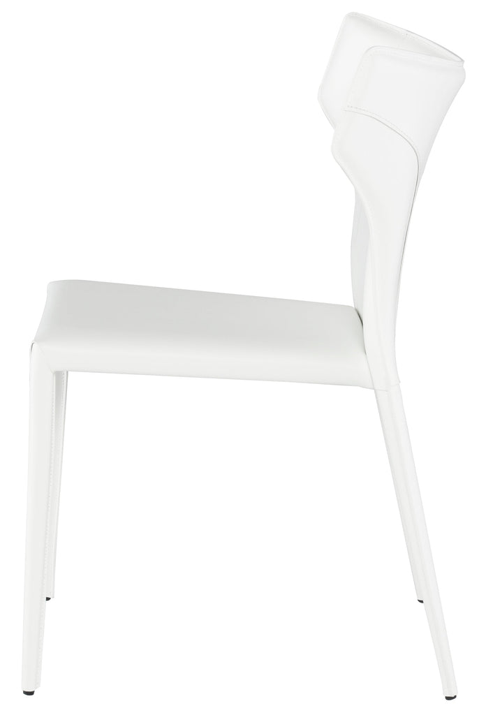 Wayne Dining Chair - White with White Leather Legs