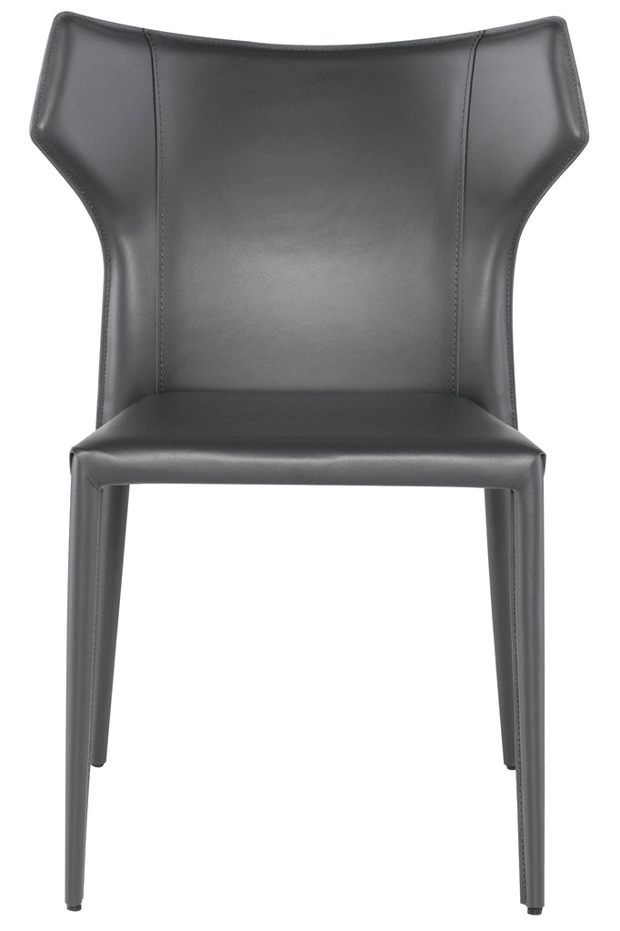 Wayne Dining Chair - Dark Grey with Dark Grey Leather Legs