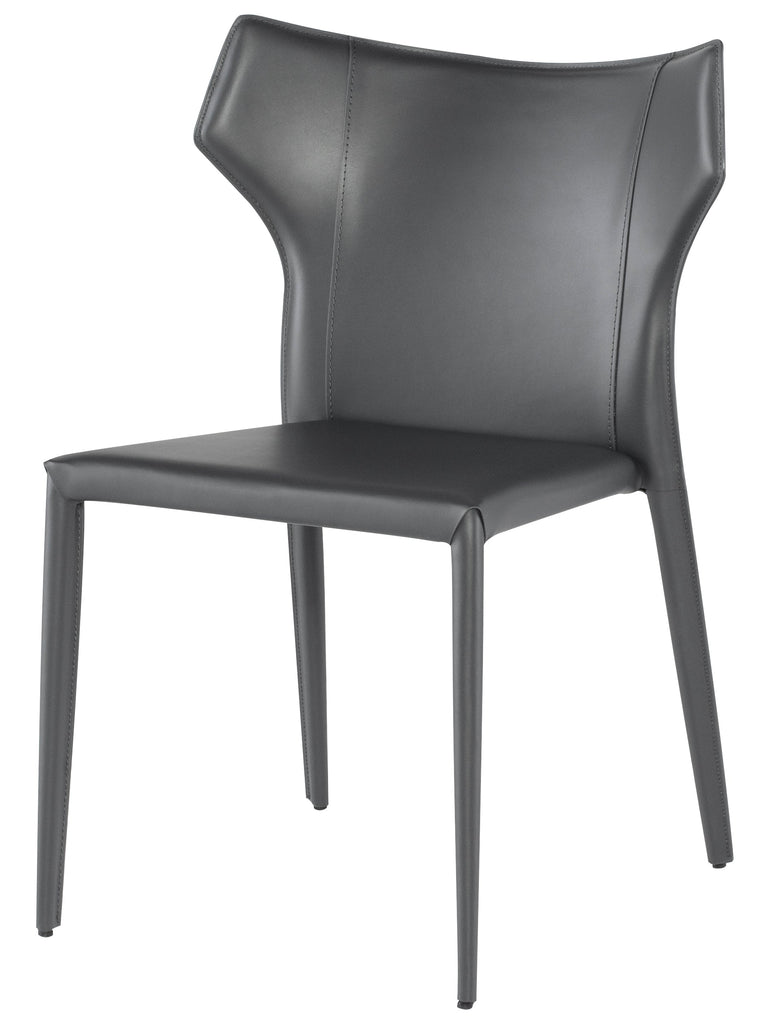 Wayne Dining Chair - Dark Grey with Dark Grey Leather Legs