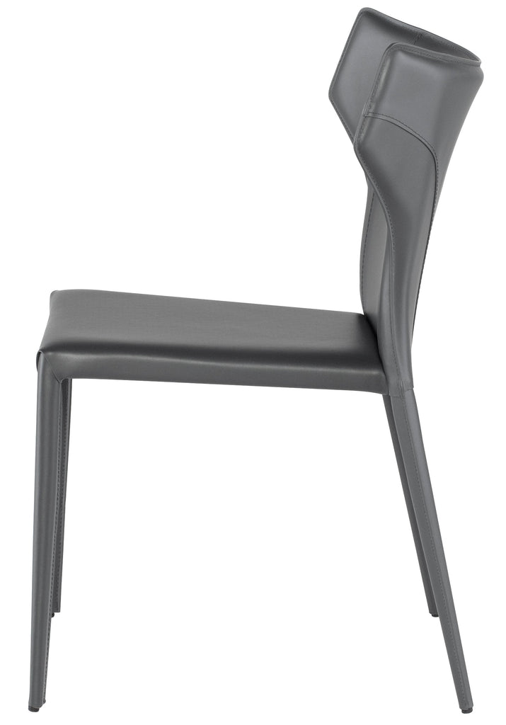 Wayne Dining Chair - Dark Grey with Dark Grey Leather Legs