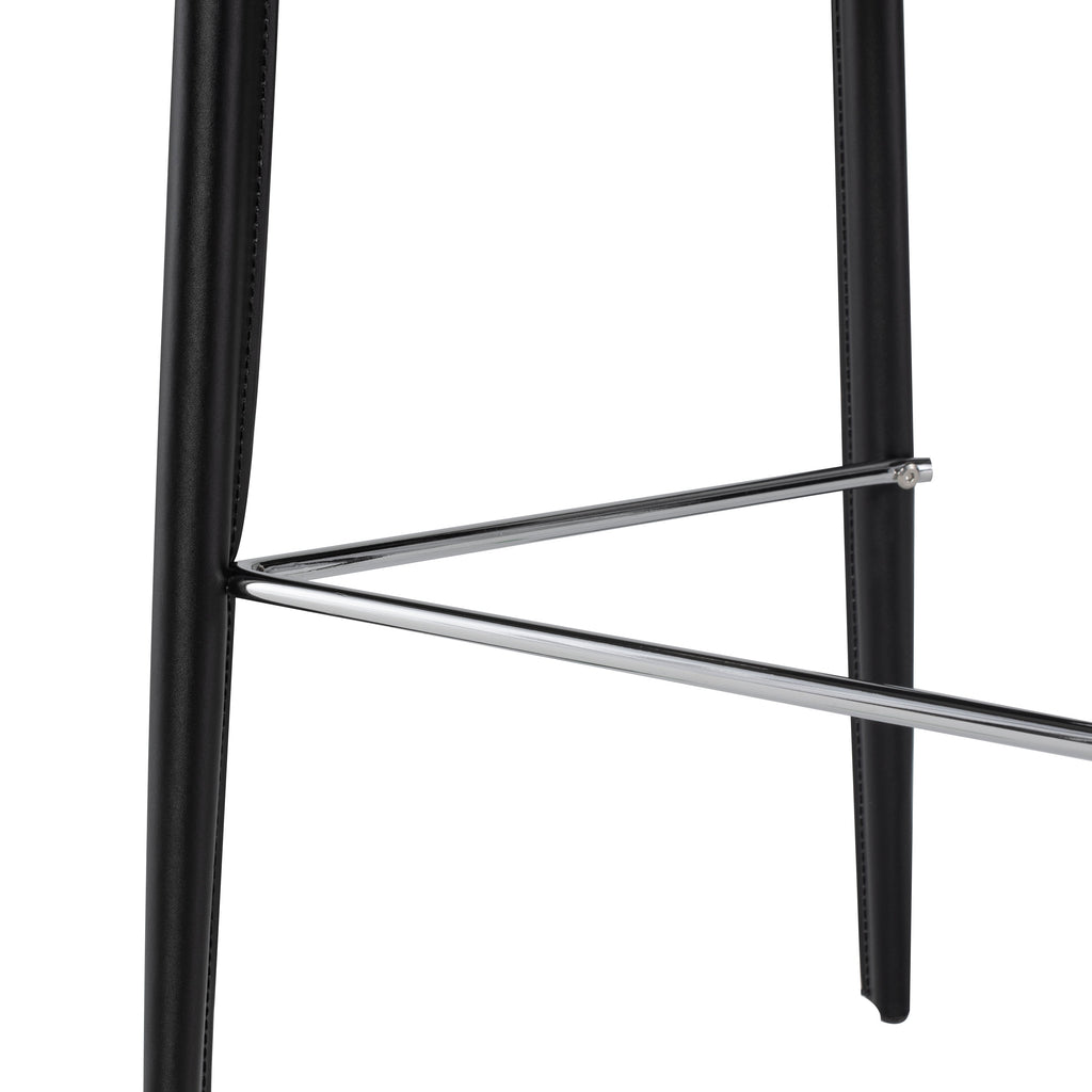 Wayne Bar Stool - Black with Black Leather Base