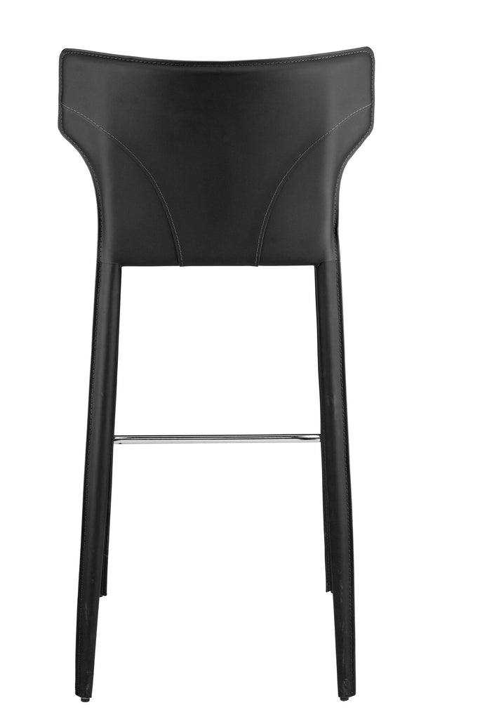 Wayne Bar Stool - Black with Black Leather Base