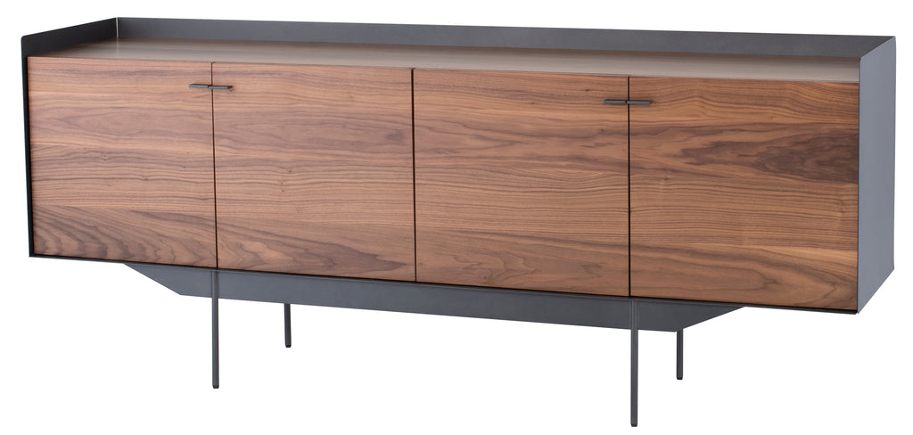 Egon Sideboard Cabinet - Walnut with Titanium Steel Base