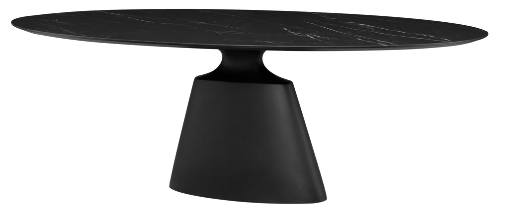 Taji Dining Table - Black with Black Base, Oval