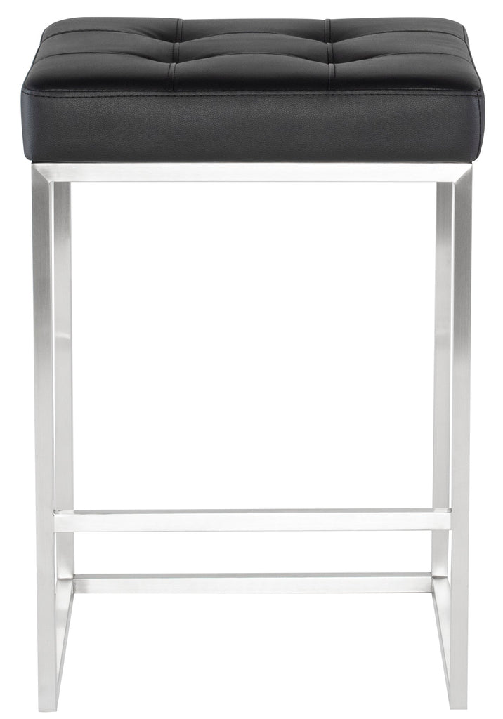 Chi Counter Stool - Black with Brushed Stainless Frame