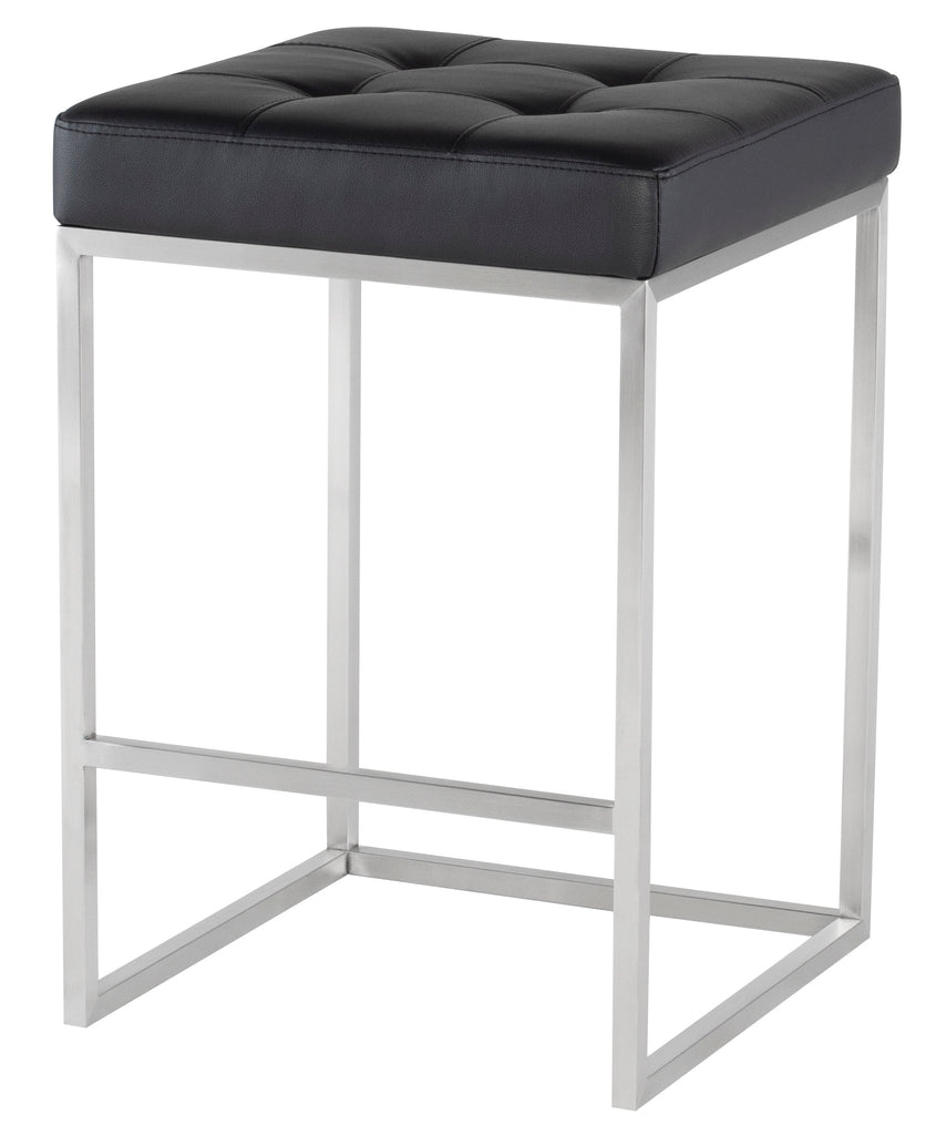 Chi Counter Stool - Black with Brushed Stainless Frame