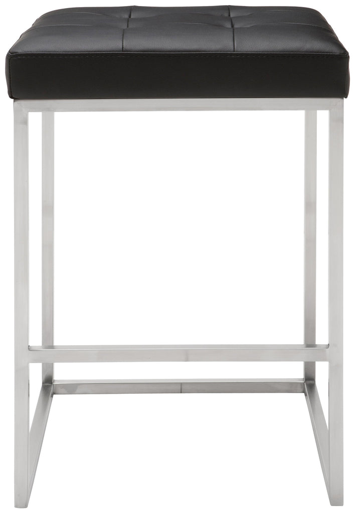 Chi Counter Stool - Black with Brushed Stainless Frame