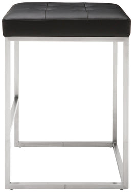 Chi Counter Stool - Black with Brushed Stainless Frame