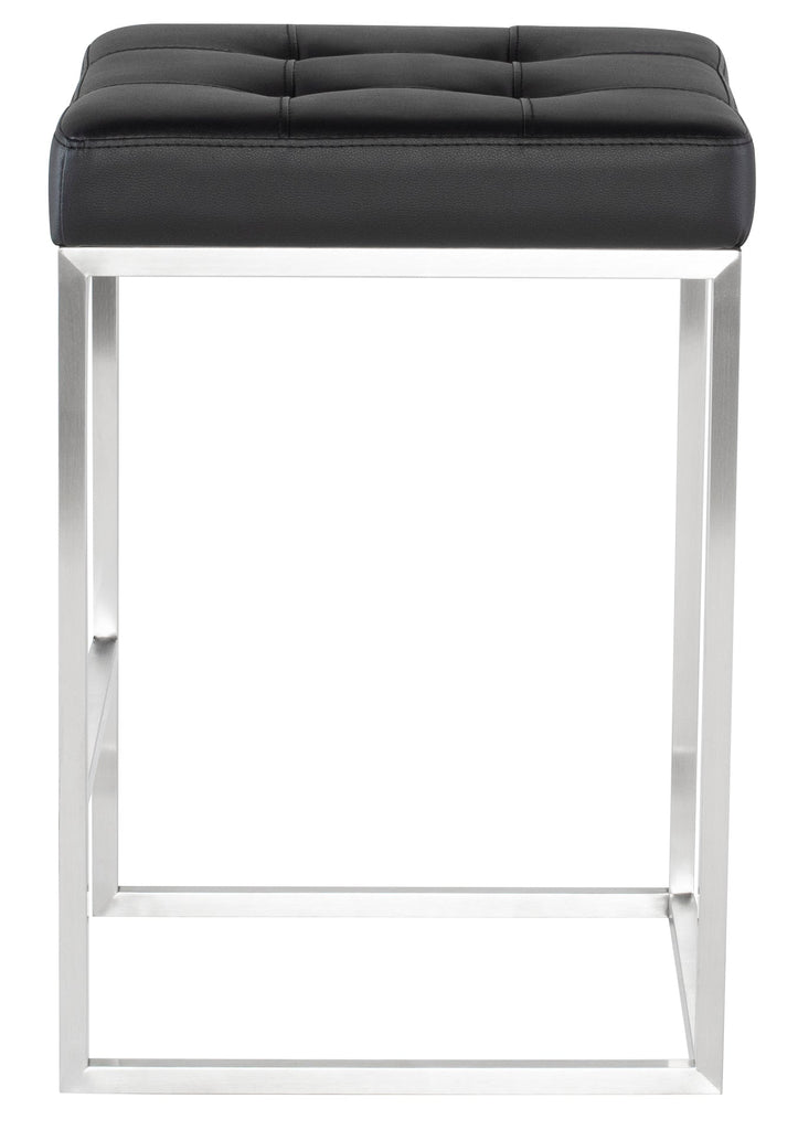 Chi Counter Stool - Black with Brushed Stainless Frame