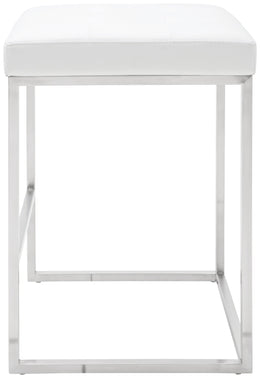 Chi Counter Stool - White with Brushed Stainless Frame