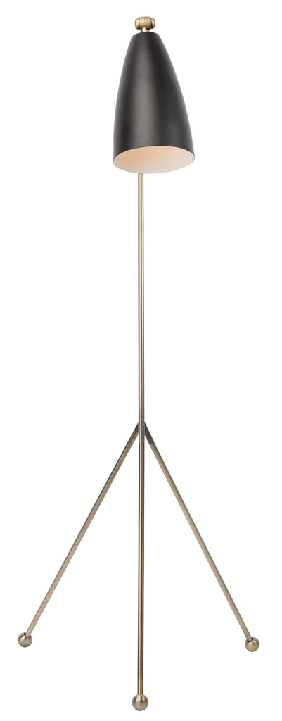 Lucille Floor Lighting - Black with Polished Antique Brass Body