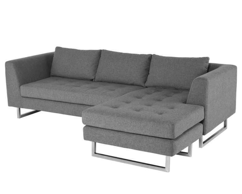 Matthew Sectional Sofa - Shale Grey with Brushed Stainless Legs