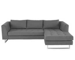 Matthew Sectional Sofa - Shale Grey with Brushed Stainless Legs