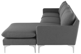 Anders Sectional Sofa - Slate Grey with Brushed Stainless Legs , 117.3in