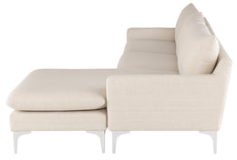 Anders Sectional Sofa - Sand with Brushed Stainless Legs , 117.3in