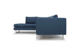 Janis Sectional Sofa - Lagoon Blue with Brushed Stainless Legs, Left