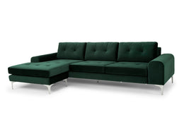Colyn Sectional Sofa - Emerald Green with Brushed Stainless Legs