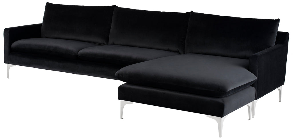 Anders Sectional Sofa - Black, 117.3in