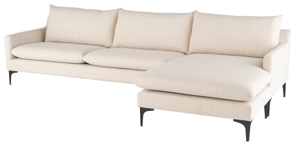 Anders Sectional Sofa - Sand with Matte Black Legs, 117.3in