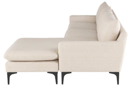 Anders Sectional Sofa - Sand with Matte Black Legs, 117.3in