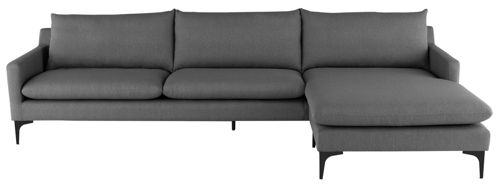 Anders Sectional Sofa - Slate Grey with Matte Black Legs, 117.3in