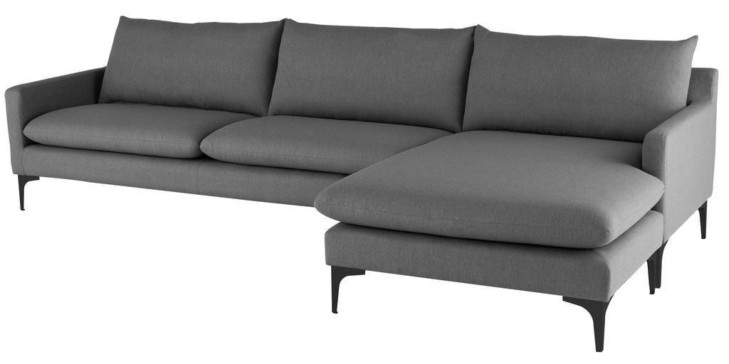 Anders Sectional Sofa - Slate Grey with Matte Black Legs, 117.3in