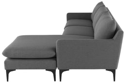 Anders Sectional Sofa - Slate Grey with Matte Black Legs, 117.3in