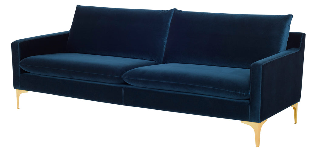 Anders Sofa - Midnight Blue with Brushed Gold Legs