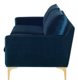 Anders Sofa - Midnight Blue with Brushed Gold Legs