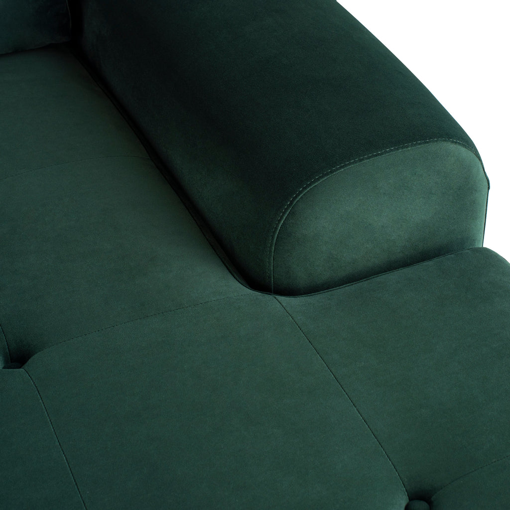 Colyn Sectional Sofa - Emerald Green with Matte Black Steel Legs