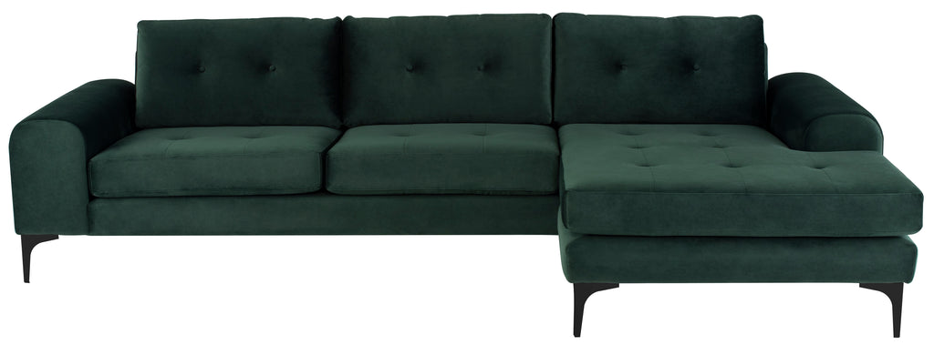 Colyn Sectional Sofa - Emerald Green with Matte Black Steel Legs