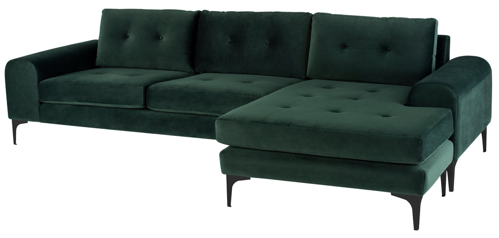 Colyn Sectional Sofa - Emerald Green with Matte Black Steel Legs