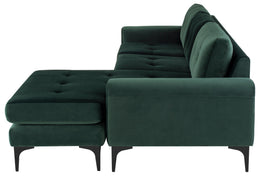 Colyn Sectional Sofa - Emerald Green with Matte Black Steel Legs