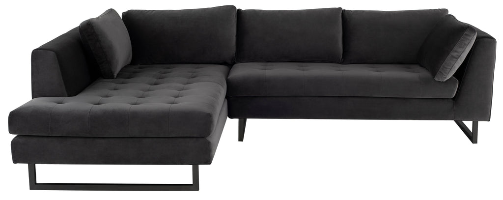 Janis Sectional Sofa - Shadow Grey with Matte Black Steel Legs, Left