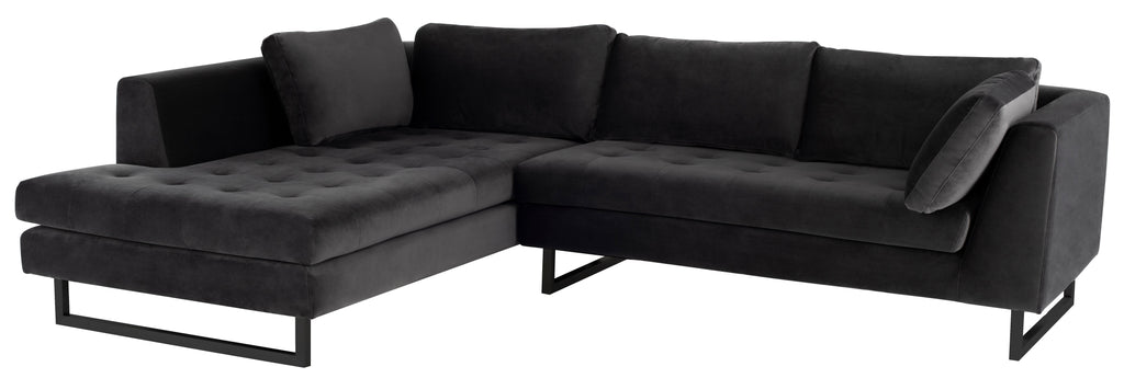 Janis Sectional Sofa - Shadow Grey with Matte Black Steel Legs, Left