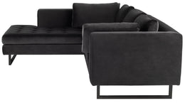 Janis Sectional Sofa - Shadow Grey with Matte Black Steel Legs, Left