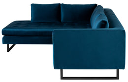 Janis Sectional Sofa - Midnight Blue with Matte Black Steel Legs, Left