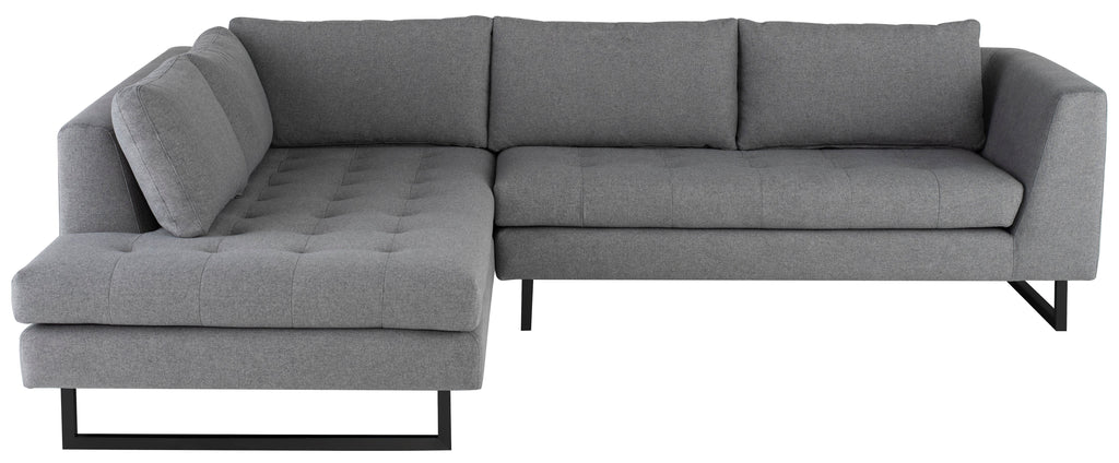 Janis Sectional Sofa - Shale Grey with Matte Black Steel Legs, Left