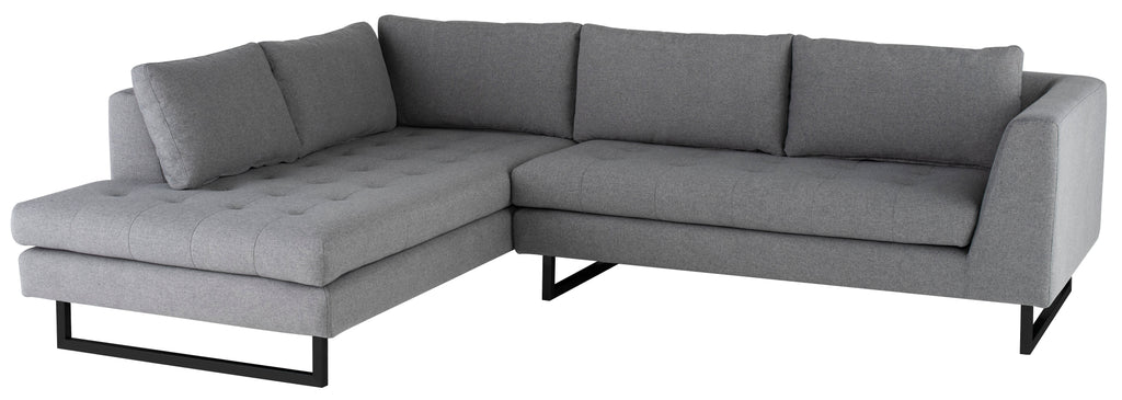 Janis Sectional Sofa - Shale Grey with Matte Black Steel Legs, Left