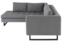 Janis Sectional Sofa - Shale Grey with Matte Black Steel Legs, Left