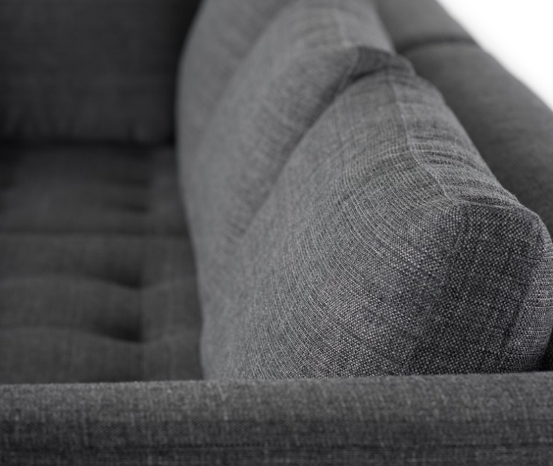 Janis Sectional Sofa - Dark Grey Tweed with Matte Black Steel Legs, Left